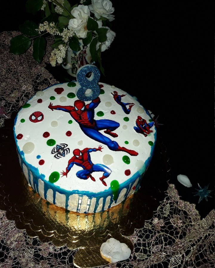 عکس کیک شیفون با تزئین بریلو 