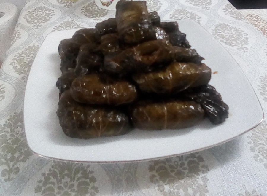 دلمه برگ مو با سس