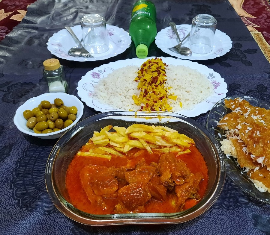 عکس سفره سحری چلو گوشت