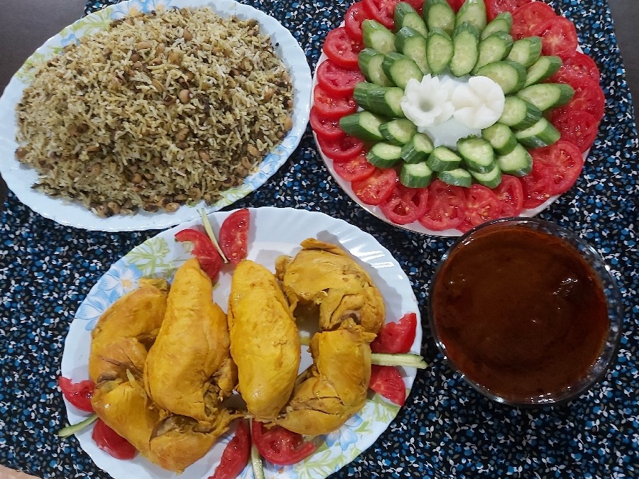 عکس شوید لوبیا (لوبیا چشم بلبلی) پلو با مرغ و سس مخصوص