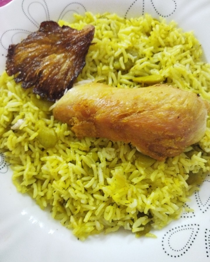 باقالی پلو با مرغ