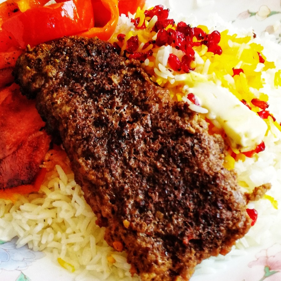 عکس کباب تابه ای با برنج