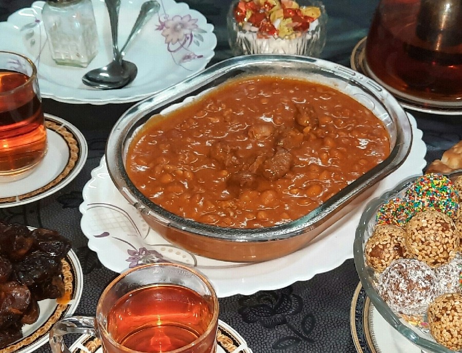 عکس خوراک لوبیا با گوشت 
