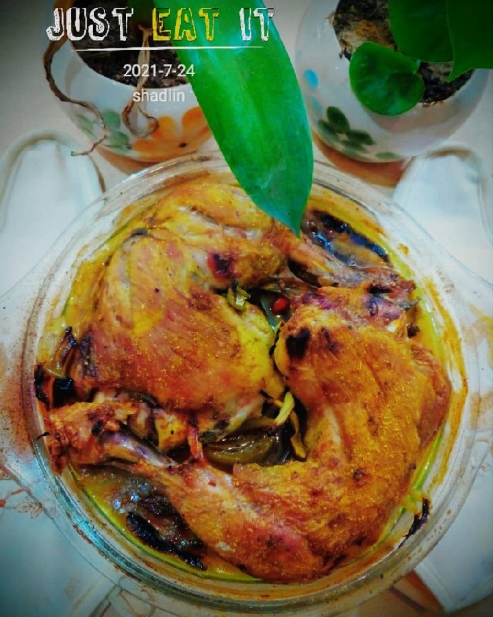عکس مرغ در فر و پیتزای سیب‌زمینی