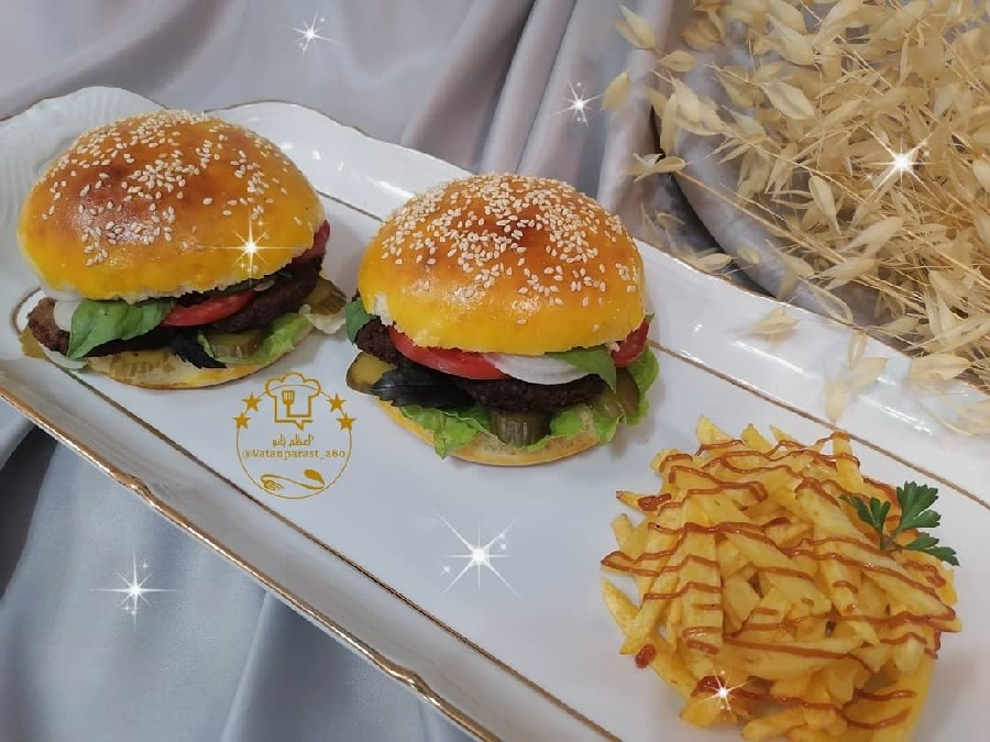 نان همبرگر خانگی همبرگر خانگی