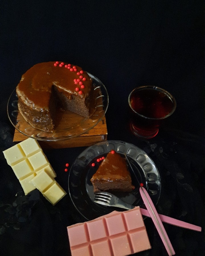عکس #کیک شکلاتی با روکش کارامل#