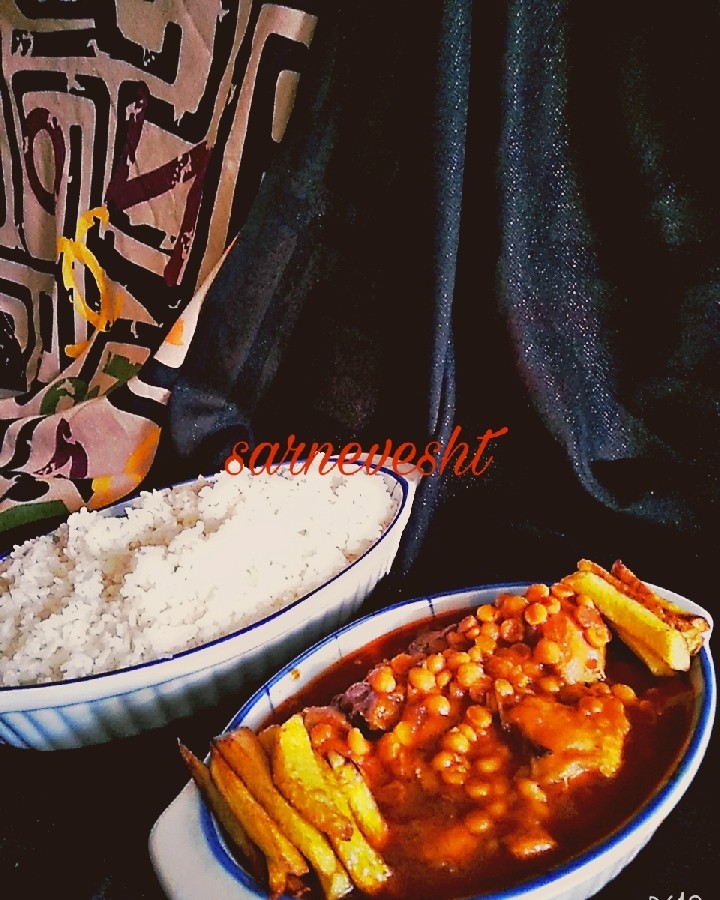 عکس خورشت لپه بامرغ