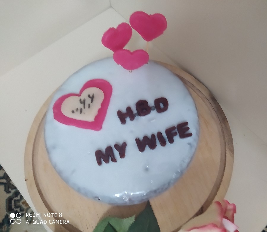 کیک تولد همسرم با تزئین بریلو و خمیر ژلارد