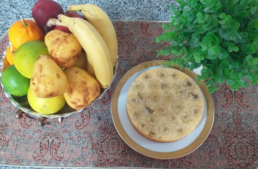 عکس کیک برگردان موز
