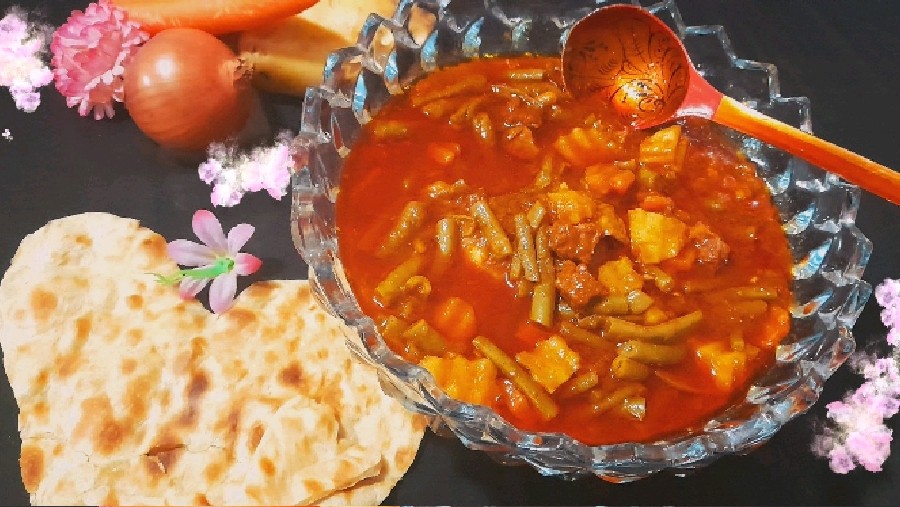 عکس خوراک گوشت و لوبیا،بانو پز