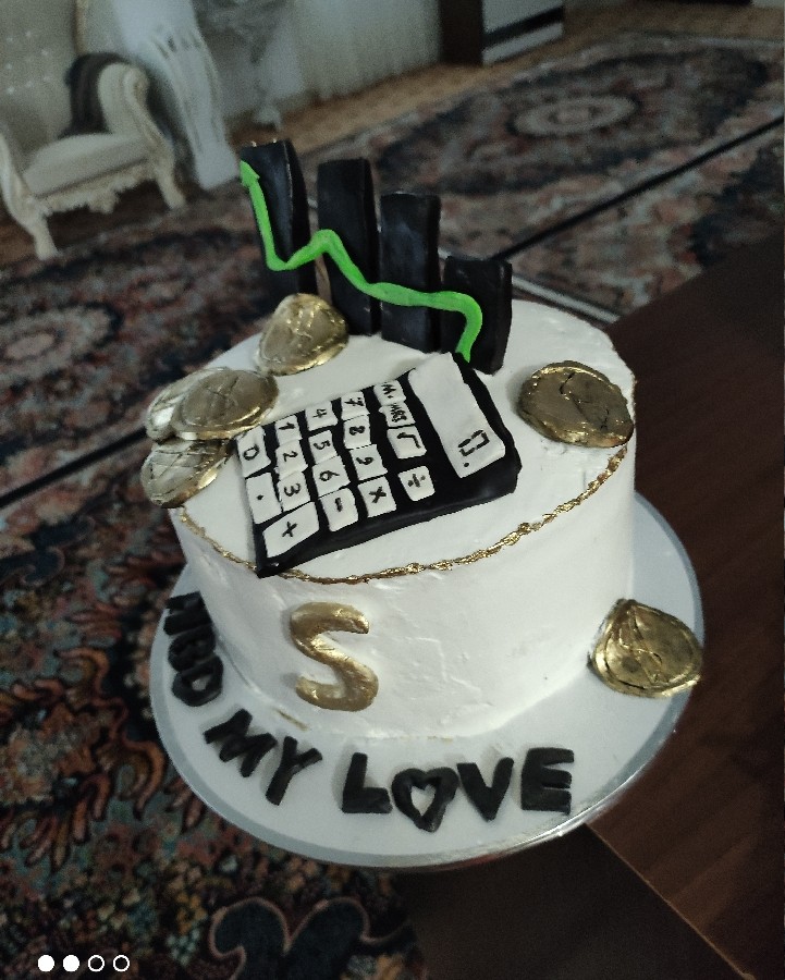 عکس کیک با نماد بورس و دلارو...و ژله تزریقی برای تولد همسرم???