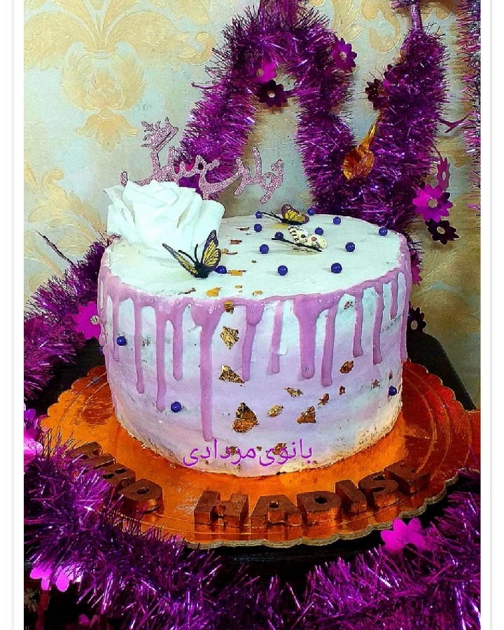 عکس کیک تولد سفارشی به رنگ یاسی