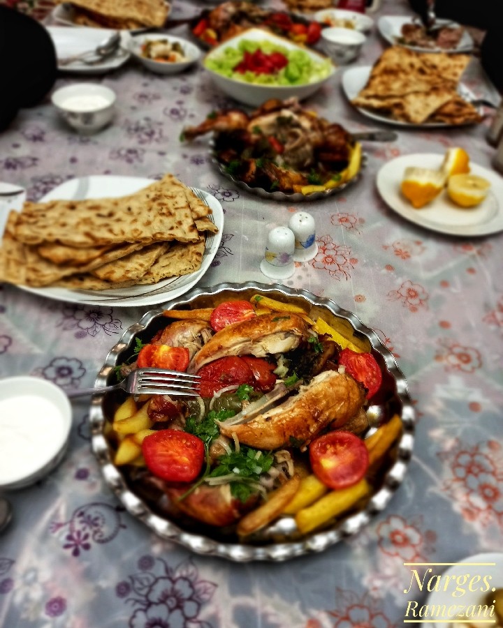 عکس مرغ وسبزیجات
