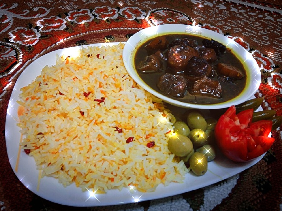 عکس برنج و خورش کدو