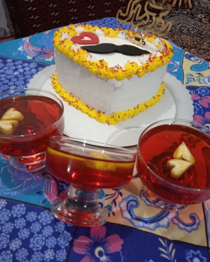 کیک شیفون و ژله دو رنگ 