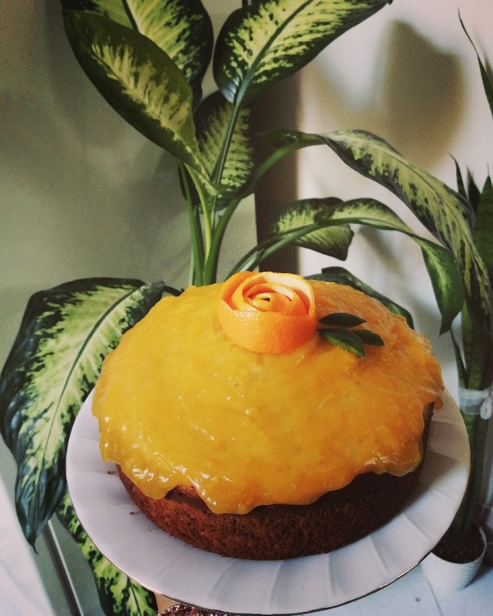 عکس کیک پرتقال با رویه سس پرتقالی