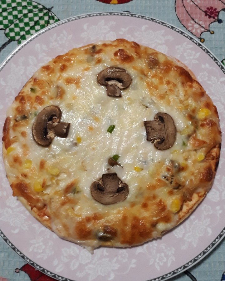 عکس پیتزای قارچ و مرغ