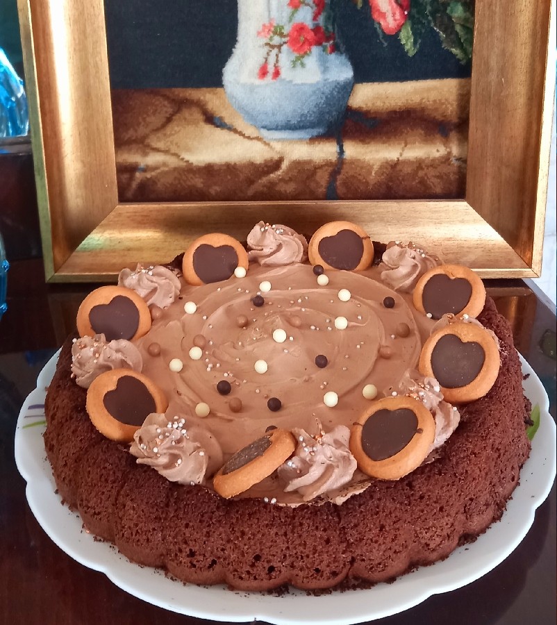 عکس کیک شکلاتی با کرم پنیری