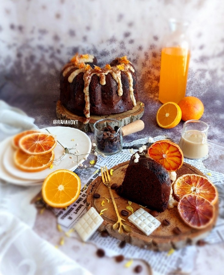 عکس کیک قهوه ی پرتقالی