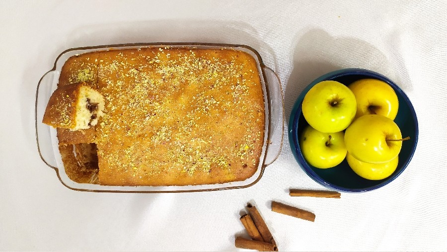کیک اسلایسی سیب و دارچین تابه ای