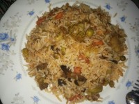 پلو قهوه ای با سبزیجات