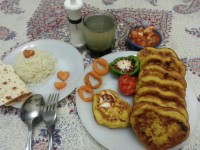 کوکو سیب زمینی با برنج و نون تافتون