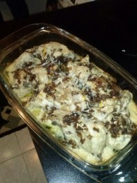 سیب زمینی برشته با مرغ و خامه