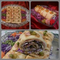 رولت مرغ و ژامبون ساده