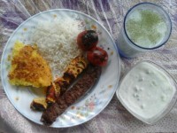 چلو کوبیده و جوجه و ته چین