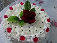 کیک اسفنجی با تزیین خامه (واسه روز مادر)