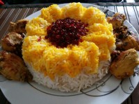 ته چین سینه مرغ با ذرت و نخود فرنگی