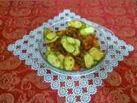 خوراک کدو سبز و قارچ