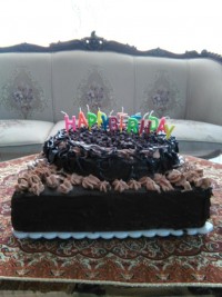 کیک تولد داداشم همه بهم نمره صد دادن جاتون خالی خیلی خوشمزه بود