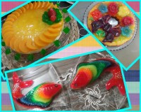 چیز کیک و ژله رنگین کمون