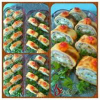 رولت مرغ و ژامبون ساده