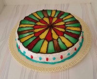 کیک اسفنجی باتزیین ژله ترسیمی