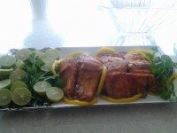 خوراک ماهی سالمون با نخود سبز