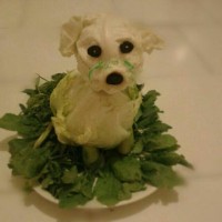 یه تزیین ساده با کلم و کاهوی پیچ. به شکل یک.هاپوی خوشگل