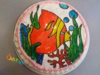 کیک 1234 با تزیین ژل نوشتاری