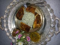 سبزی پلو با ماهی قزل آ لا