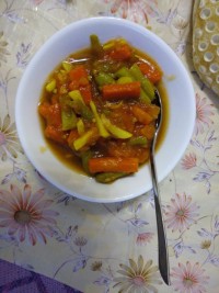 ترشی لوبیا سبز با پوره گوجه فرنگی