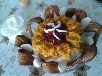 زرشک پلو با کدو سرخ شده