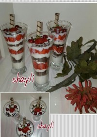 دسر ترایفل براونی و میوه