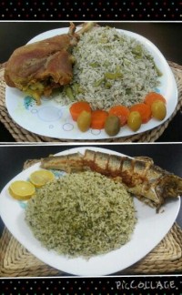 باقالی پلو و ماهیچه سبزی پلو و ماهی شکم پر