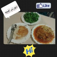 خورش قیمه به همراه سبزی خوردن تازه ه ه ه
