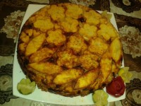 کیک پاستا با گوشت و پنیر