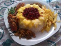 بال مرغ با سس باربکیو و شکر قهوه ای