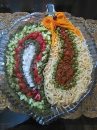 اسپاگتی با کوفته قلقلی پنیری