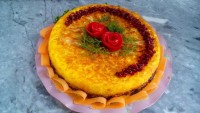 ته چین آلو و اسفناج با مرغ
