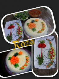 برنج،خورش بامیه و سالاد